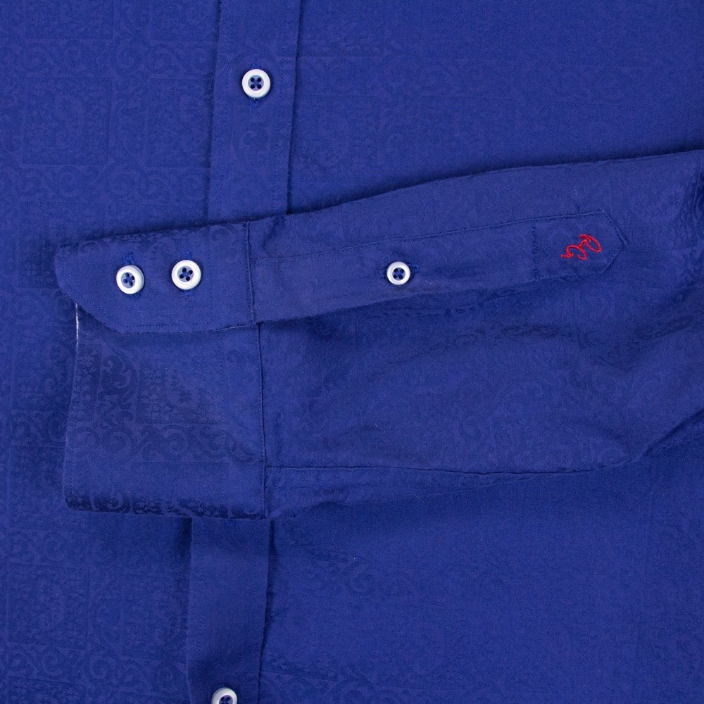 Robert Graham Mens XL Classic Fit LS Flip Cuff Cotton Shirt Paisley Blue - Picture 9 of 14